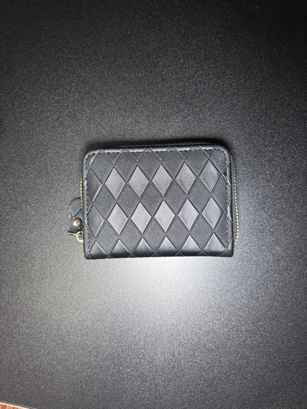 NWT Black Quilted Accordion Card Holder - Gold Hardware